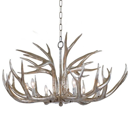 Silver resin antler chandelier